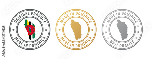 Made in Dominica - set of stamps with map and flag. Best quality. Original product.
