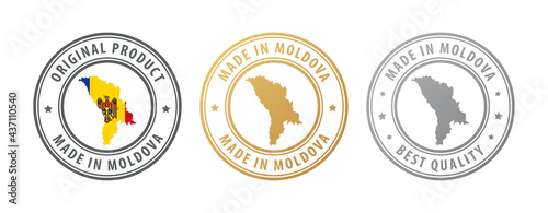 Made in Moldova - set of stamps with map and flag. Best quality. Original product.