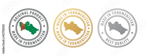 Made in Turkmenistan - set of stamps with map and flag. Best quality. Original product.