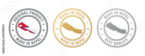 Made in Nepal - set of stamps with map and flag. Best quality. Original product.