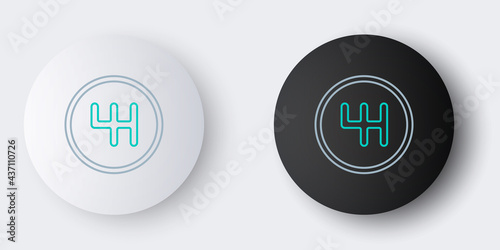 Line Gear shifter icon isolated on grey background. Transmission icon. Colorful outline concept. Vector