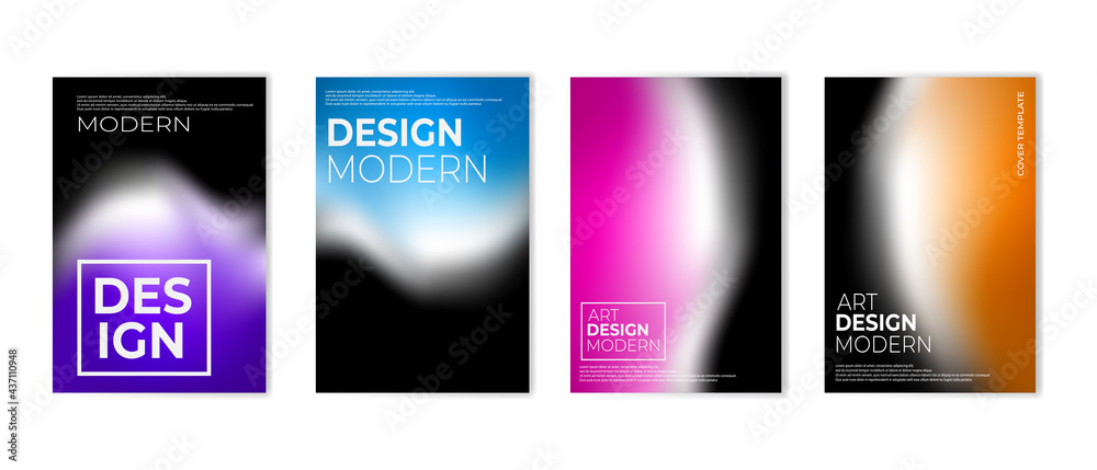 Set of vibrant gradient color background. Colorful cover design template. Vector illustration