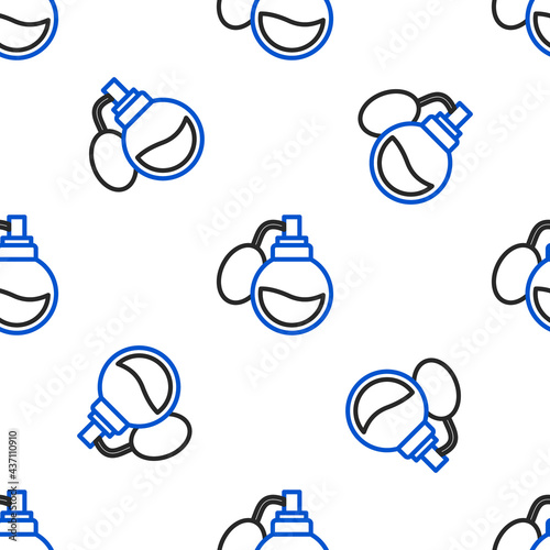 Line Perfume icon isolated seamless pattern on white background. Colorful outline concept. Vector