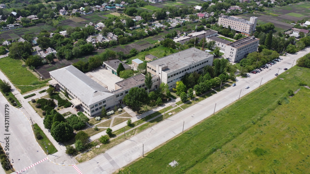 old shopping buildings from a bird's eye view