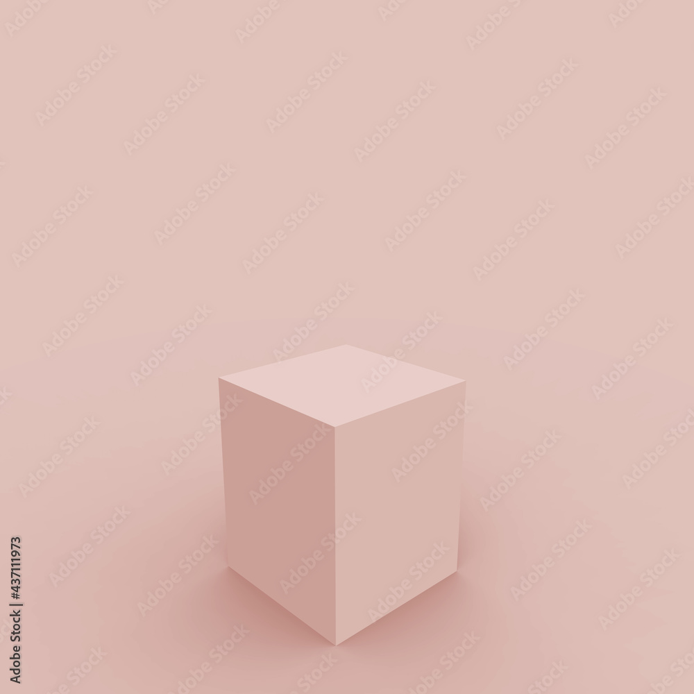 Fototapeta premium 3d dusty pink cube and box podium minimal scene studio background. Abstract 3d geometric shape object illustration render. Natural color tones.