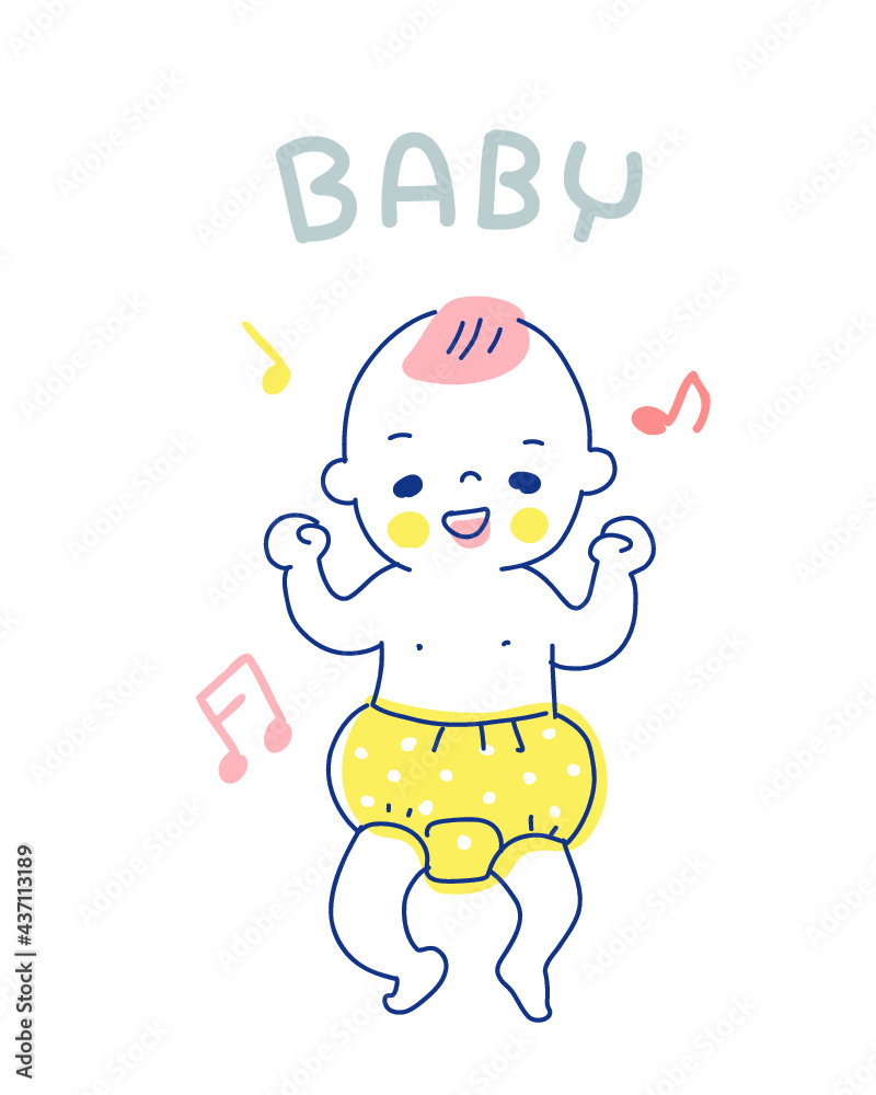 笑っているオムツ姿の赤ちゃん 笑っているオムツ姿の赤ちゃん