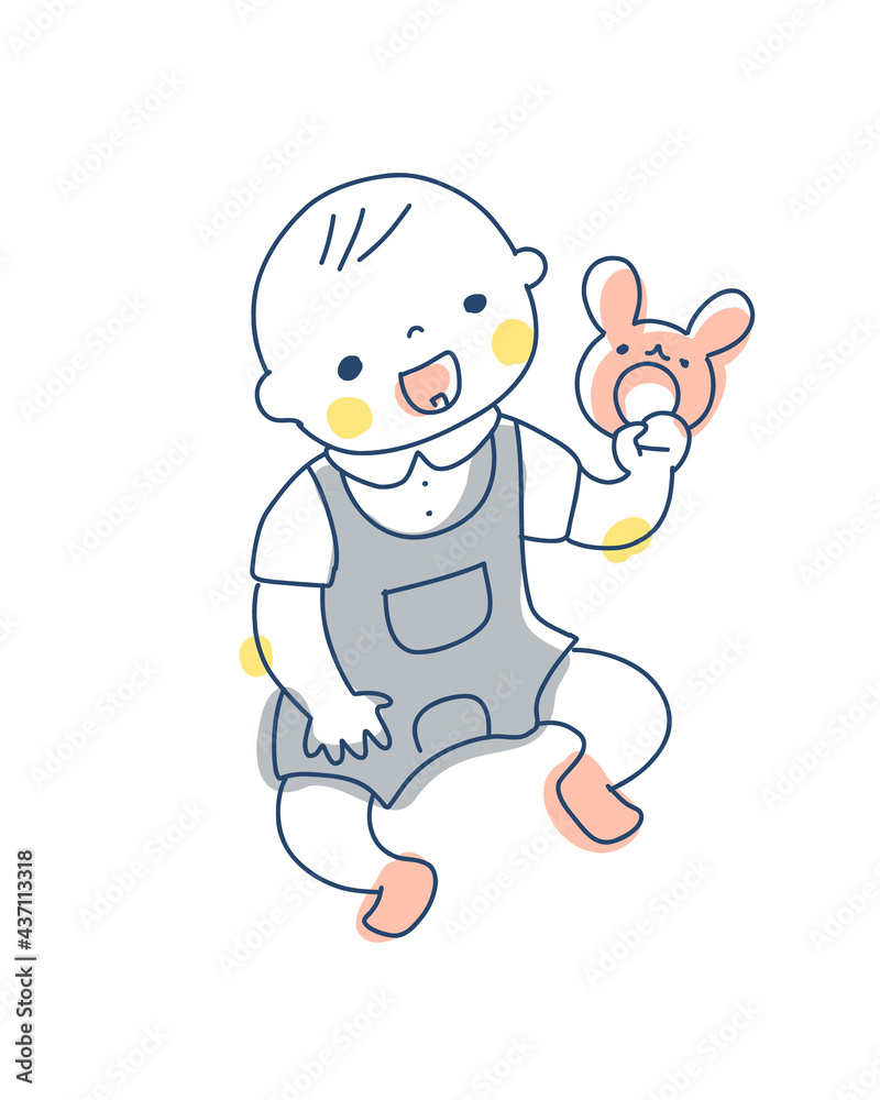 ガラガラを持って遊ぶ赤ちゃん ガラガラを持って遊ぶ赤ちゃん