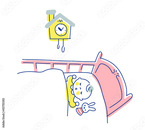 ベビーベッドの中で眠る赤ちゃん