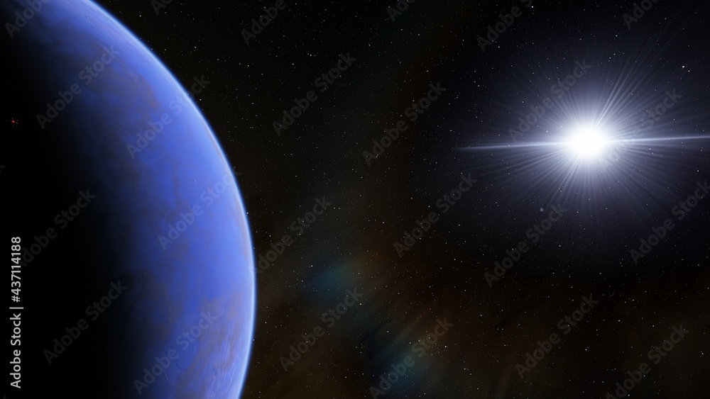 planet in deep space, science fiction wallpaper 3d render