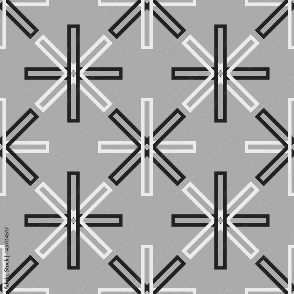 Monochrome seamless geometric pattern with groups of outlines of rectangles. Monochrome seamless geometric pattern with groups of outlines of rectangles.