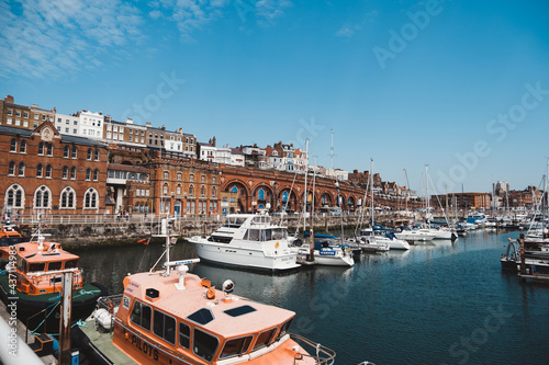 The view of the boats moored at the Ramsgate Yacht Marina photo