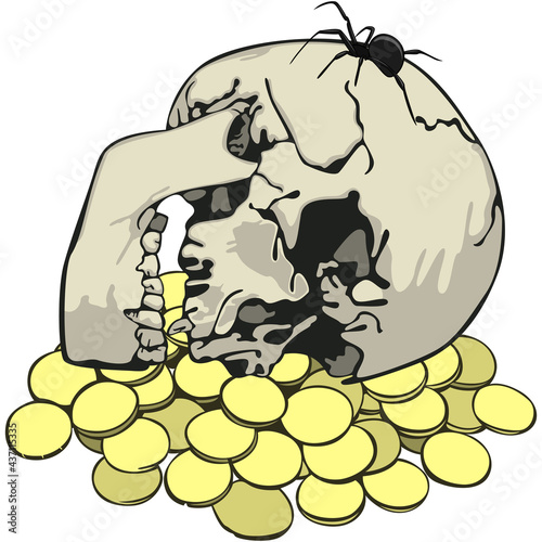 Skull with Spider and Coins
