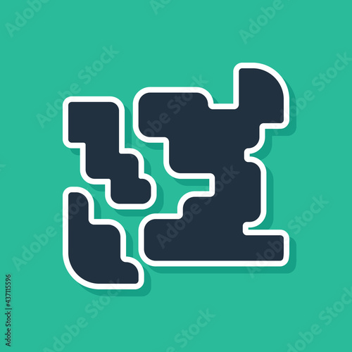 Blue Gaseous icon isolated on green background. Changing the state of matter in gas. Vector