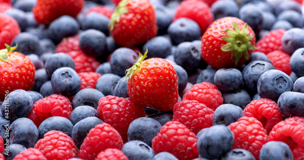 Raspberry, strawberry and blueberry berries Raspberry, strawberry and blueberry berries