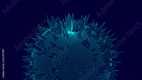 Abstract wireframe landscape, digital background. 3d vector technology grid. Vector illustration.