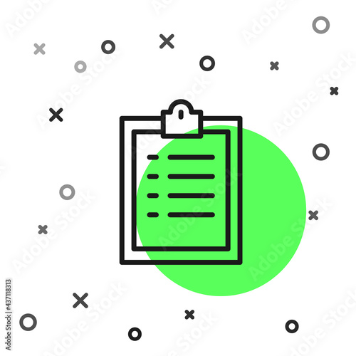 Black line Clipboard with checklist icon isolated on white background. Control list symbol. Survey poll or questionnaire feedback form. Vector Illustration