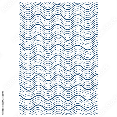 Wave pattern. Waves vintage style abstract drawing background. Hand drawn dotted ripple pattern. Part of set.