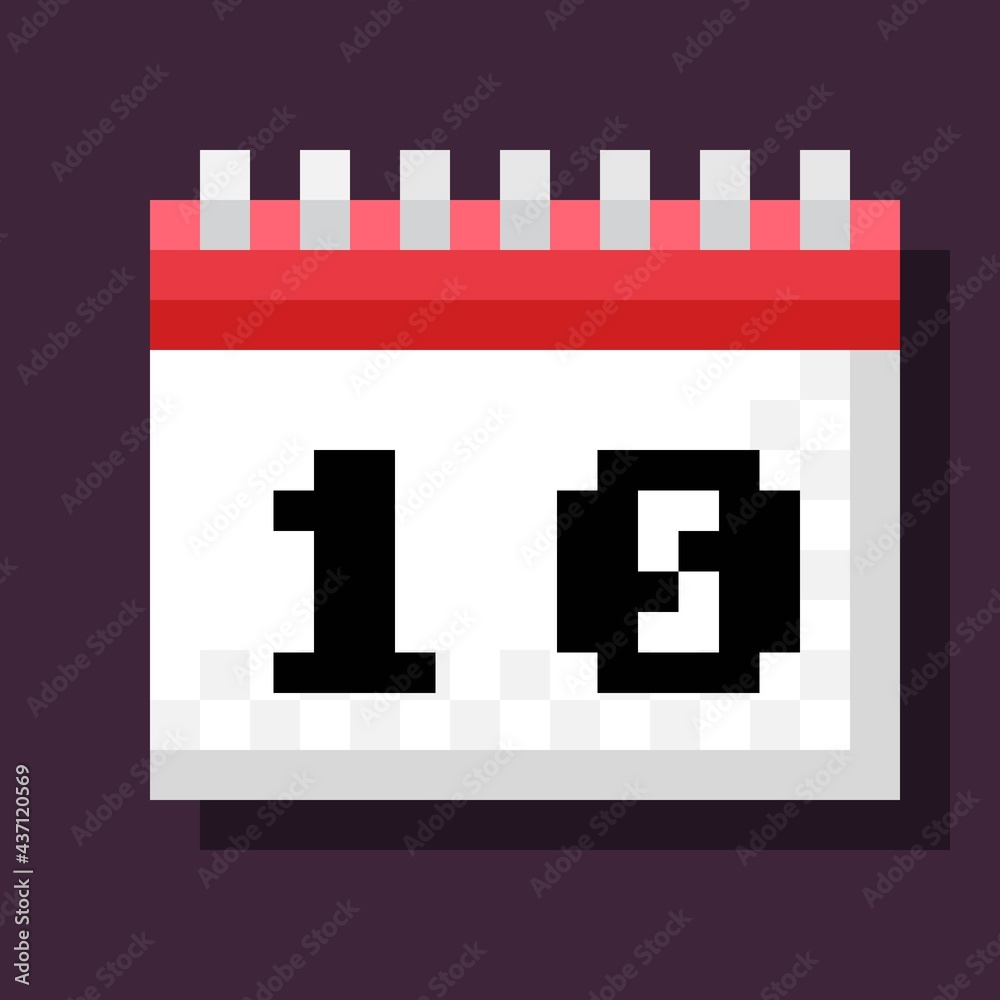 Calendar pixel art. Vector illustration.