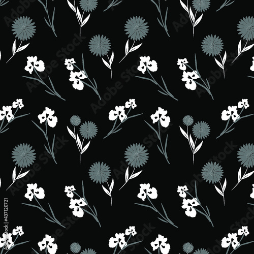 black and white floral seamless pattern for for fabric printing, scrapbook paper, wrapping paper, textiles and fabric print. © Jasmin