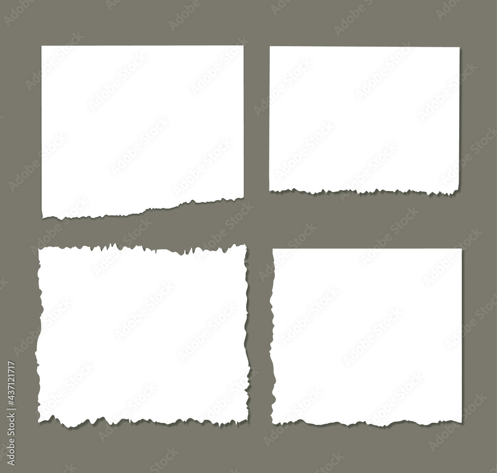 White torn stripes, Paper different scraps set, notepad, notes for text or message stuck White torn stripes, Paper different scraps set, notepad, notes for text or message stuck