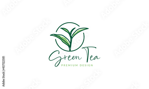 fresh green tea abstract logo symbol vector icon illustration graphic design