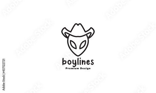 aliens with cowboy hat logo symbol vector icon illustration graphic design
