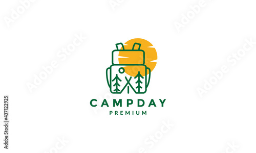Mountain bag with trees outdoor logo symbol vector icon illustration graphic design