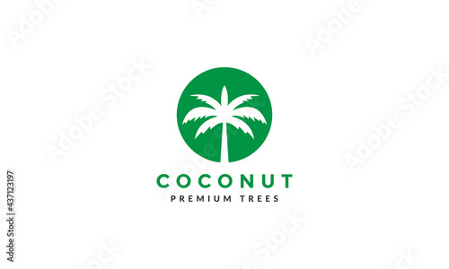 green shape coconut tree logo symbol vector icon illustration graphic design
