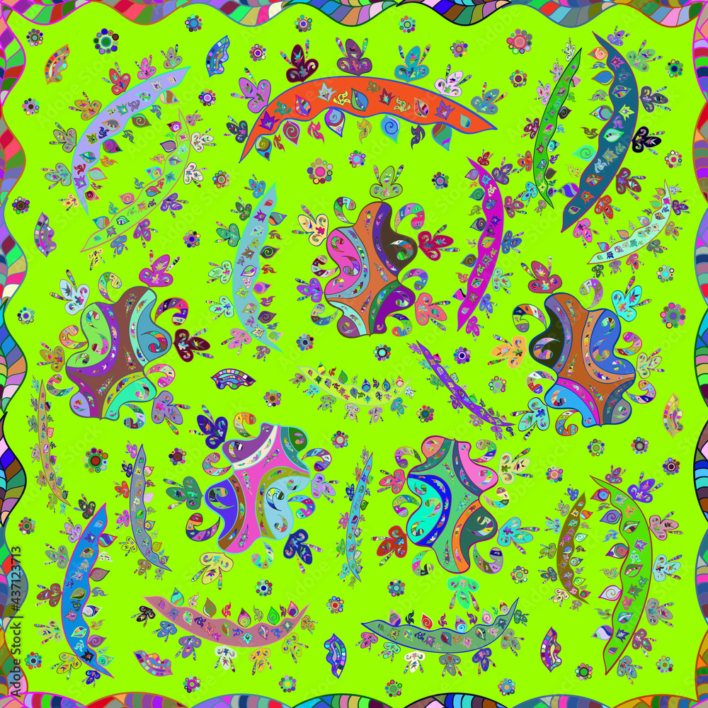 Seamless pattern with interesting doodles on colorfil background. Seamless pattern with interesting doodles on colorfil background.