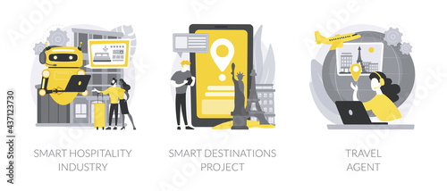 Modern travelling abstract concept vector illustrations.
