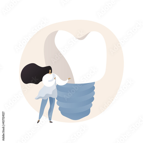 Teeth dentures implants abstract concept vector illustration.