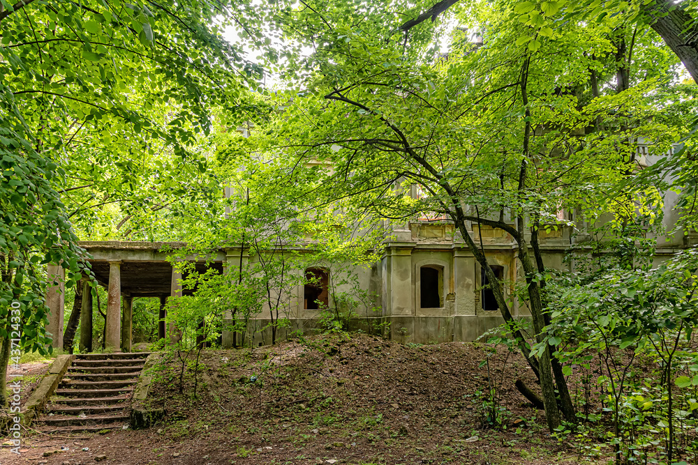 Gunaros, Serbia - May 28, 2021: The abandoned summer house Gunaros, Serbia - May 28, 2021: The abandoned summer house