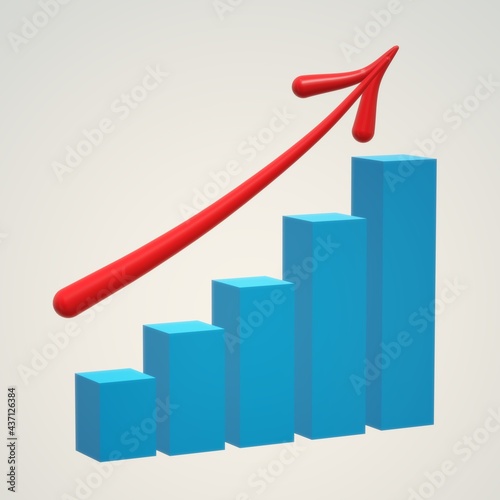Business graph with red rising arrow over white background. Business illustration Free Download Business graph with red rising arrow over white background. Business illustration - GFXLoad