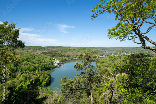 Overhead lookout viewpoint of Lake of the Ozarks Missouri on a sunny spring day