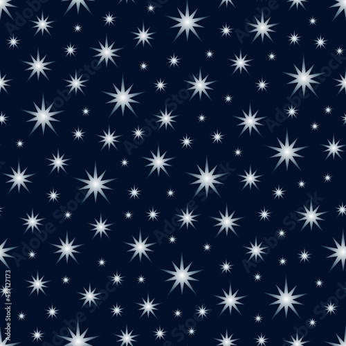 Stars seamless pattern on dark blue background