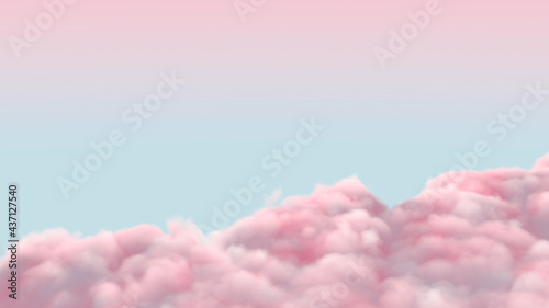 Photography pink clouds with blue sky stage soft fluffy cotton candy background
