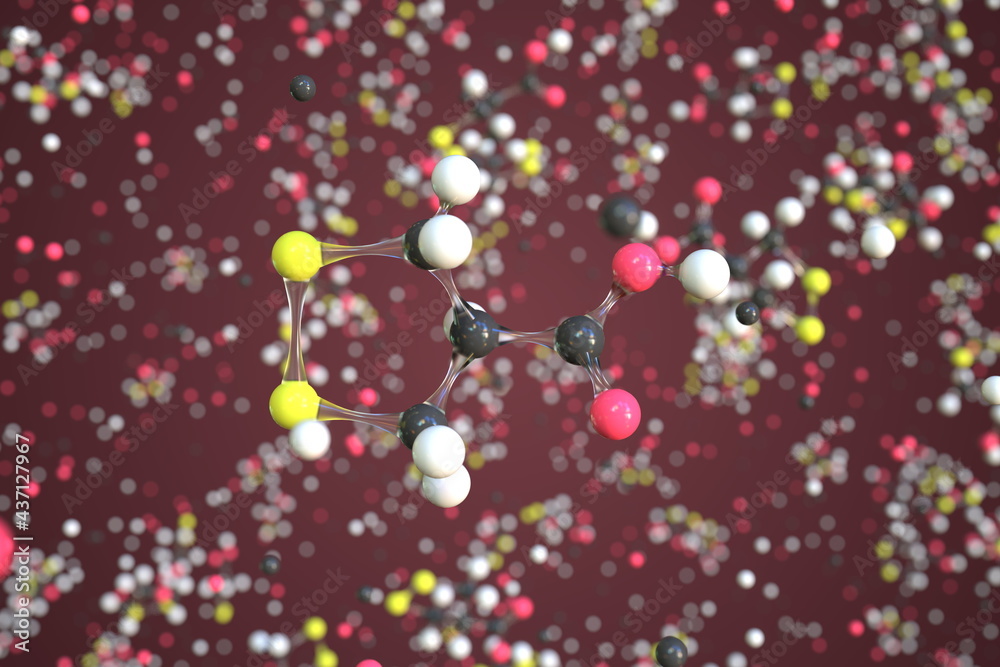 Asparagusic acid molecule. Conceptual molecular model. Chemical 3d rendering Asparagusic acid molecule. Conceptual molecular model. Chemical 3d rendering