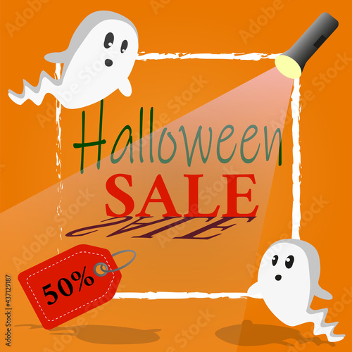 Halloween sale with ghosts