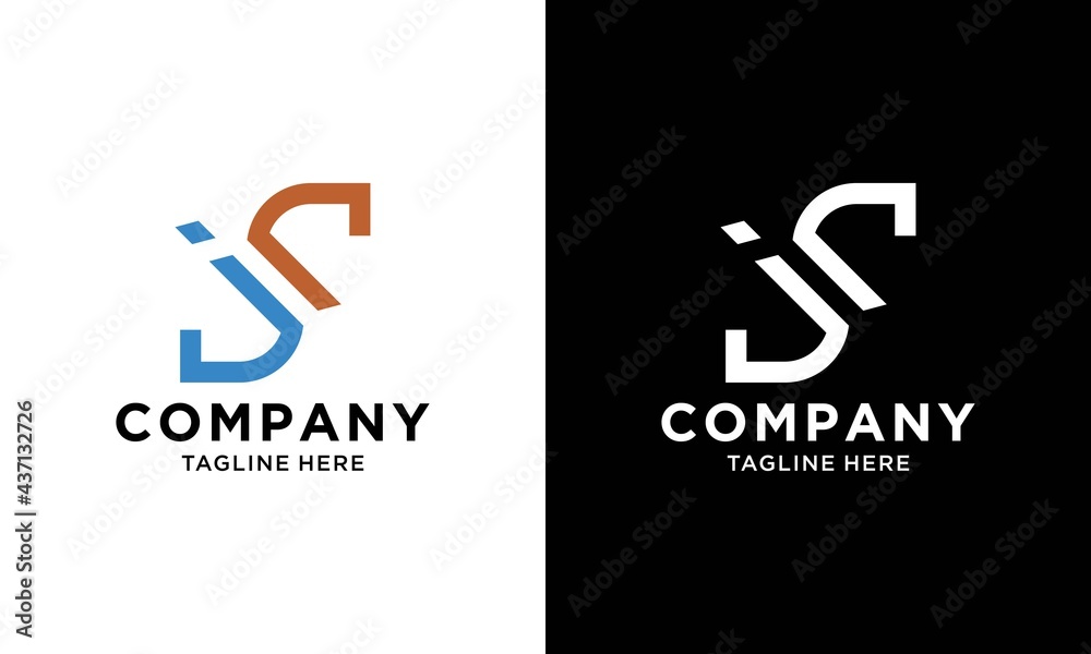 Creative Initial Letter JS Logo design template. symbol in flat design monogram illustration Creative Initial Letter JS Logo design template. symbol in flat design monogram illustration