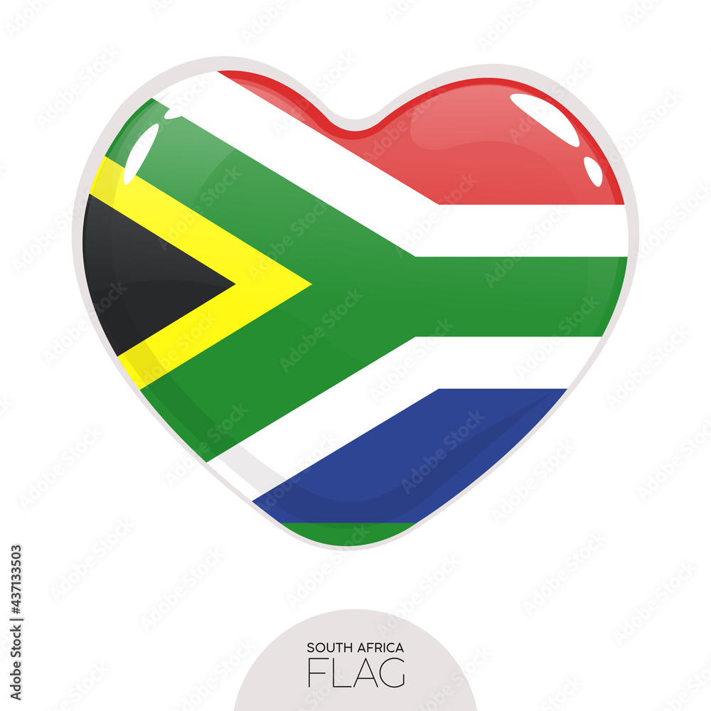 Isolated flag South Africa in heart symbol vector illustration