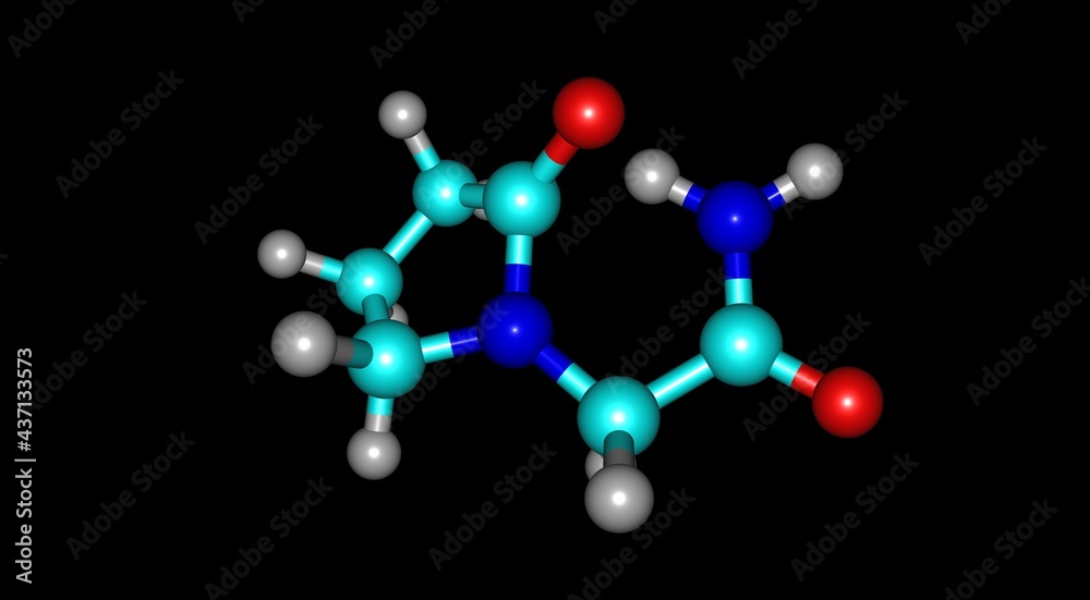 Piracetam molecular structure isolated on black Piracetam molecular structure isolated on black