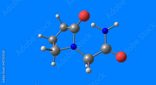 Piracetam molecular structure isolated on blue photo