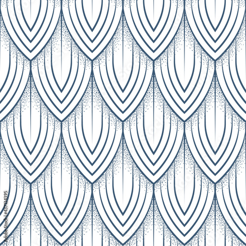 Fish scales vintage, engraving style seamless pattern. Mermaid or dragon scales drawing endless background. Part of set.