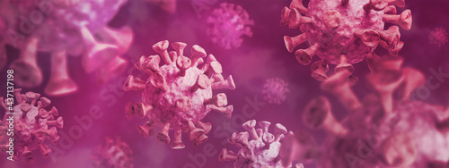 Coronavirus pandemic  banner  background - conceptual image of coronavirus disease 2019  COVID-19   closeup with space for text