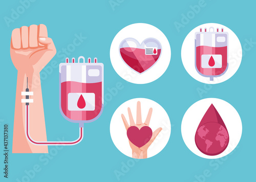 five blood donor icons