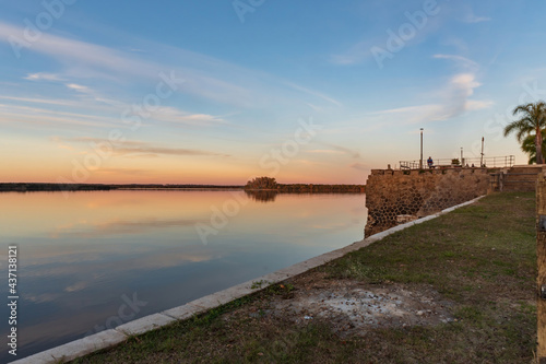 sunset on the banks of the river in Argentina