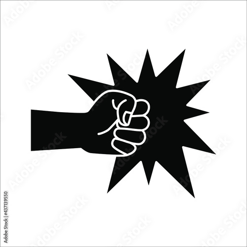 Fist, forward punch icon vector illustration on white background. color editable