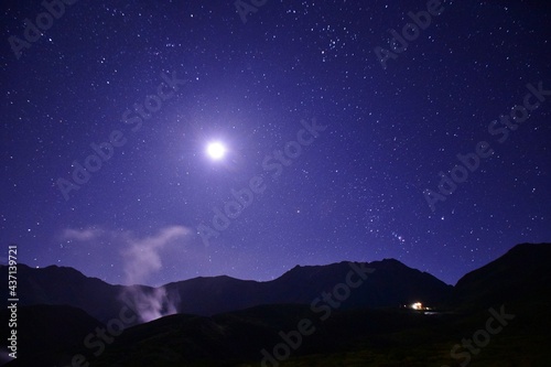 月夜の北アルプス 立山連峰