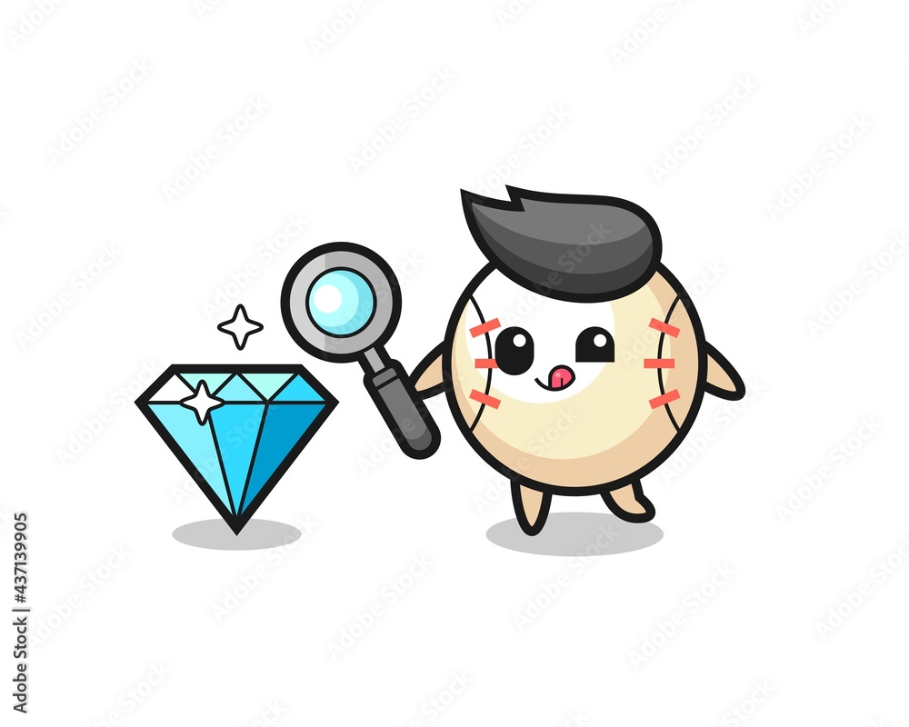 baseball mascot is checking the authenticity of a diamond baseball mascot is checking the authenticity of a diamond