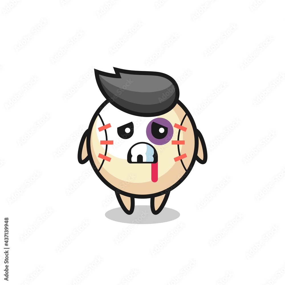 injured baseball character with a bruised face injured baseball character with a bruised face
